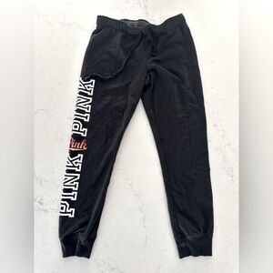 Pink Victoria’s Secret black track pants size M